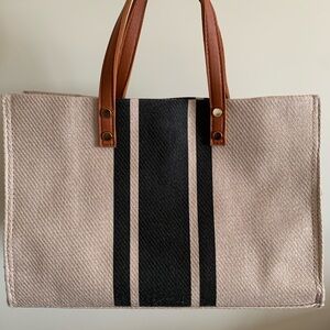 Elegant Striped Canvas Tote